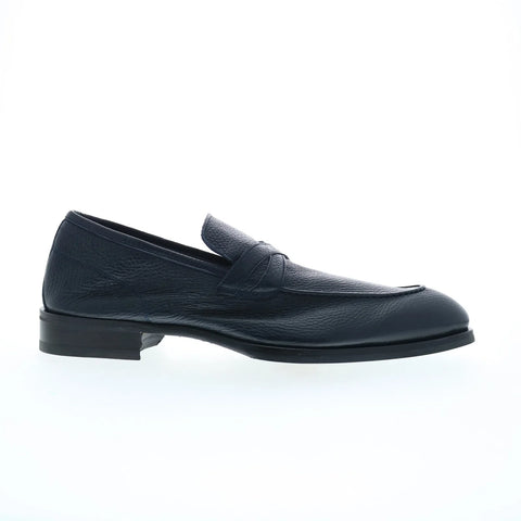 Di Bianco Firenze Cervo Mens Blue Leather Loafers & Slip Ons Penny Shoes