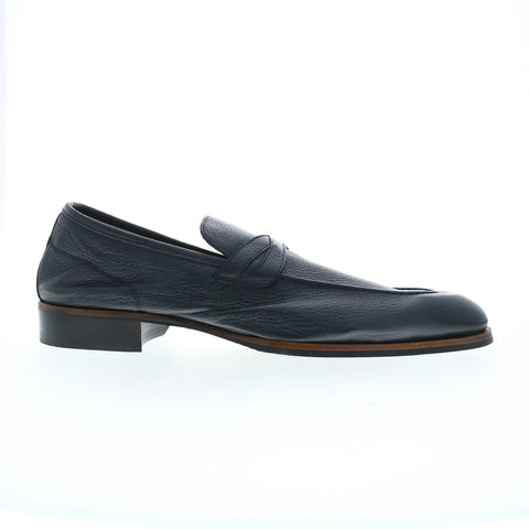 Di Bianco Firenze Cervo Mens Black Leather Loafers & Slip Ons Penny Shoes
