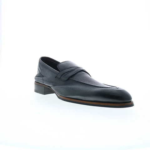 Di Bianco Firenze Cervo Mens Black Leather Loafers & Slip Ons Penny Shoes