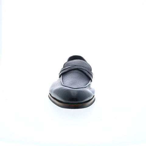 Di Bianco Firenze Cervo Mens Black Leather Loafers & Slip Ons Penny Shoes