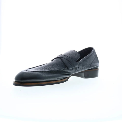 Di Bianco Firenze Cervo Mens Black Leather Loafers & Slip Ons Penny Shoes