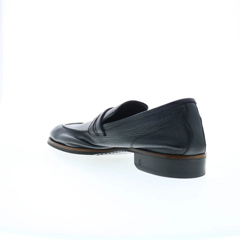 Di Bianco Firenze Cervo Mens Black Leather Loafers & Slip Ons Penny Shoes