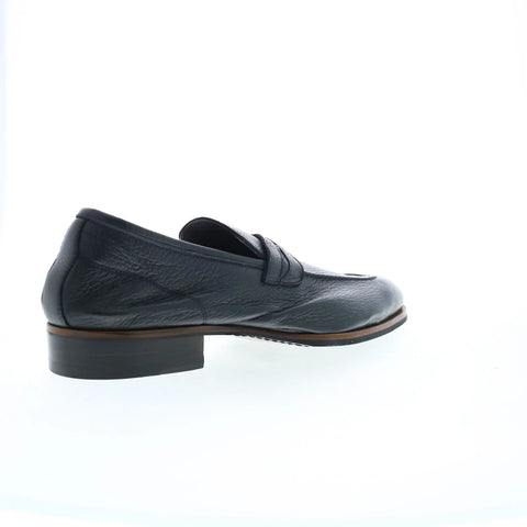 Di Bianco Firenze Cervo Mens Black Leather Loafers & Slip Ons Penny Shoes