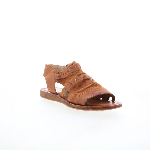 Miz Mooz Francy Womens Brown Leather Zipper Strap Sandals Shoes