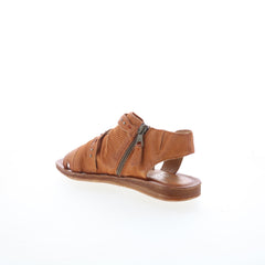 Miz Mooz Francy Womens Brown Leather Zipper Strap Sandals Shoes