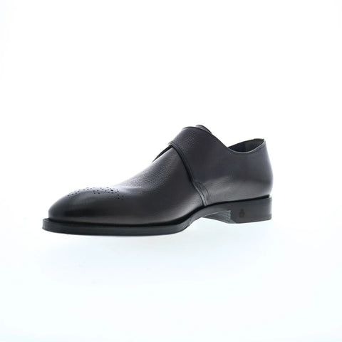 Di Bianco Genoa Pebble Grain SBP877 Mens Black Leather Oxfords Casual Shoes