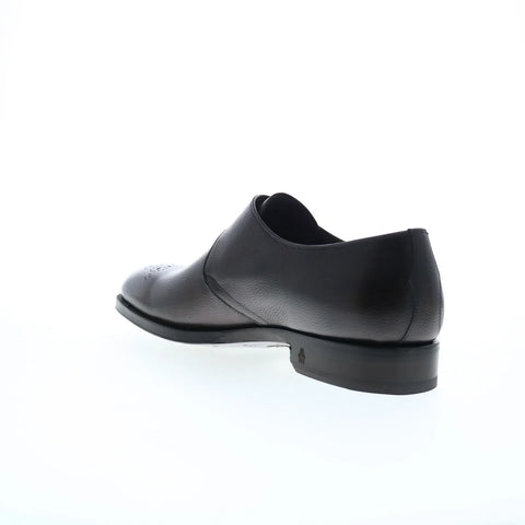 Di Bianco Genoa Pebble Grain SBP877 Mens Black Leather Oxfords Casual Shoes