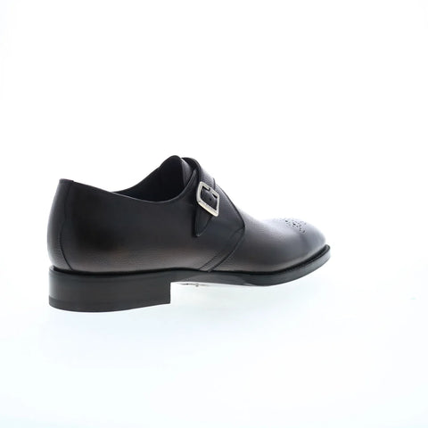 Di Bianco Genoa Pebble Grain SBP877 Mens Black Leather Oxfords Casual Shoes