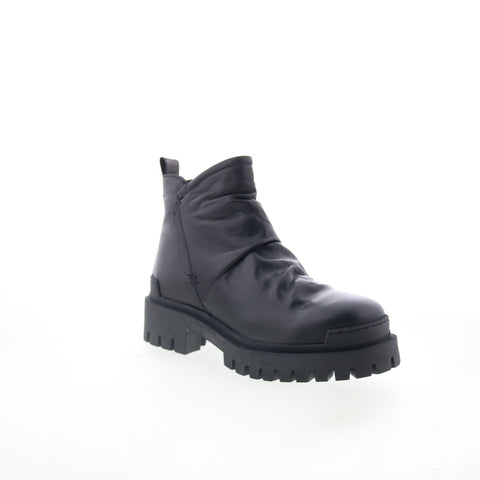 Miz Mooz Hamden Womens Black Leather Zipper Ankle & Booties Boots