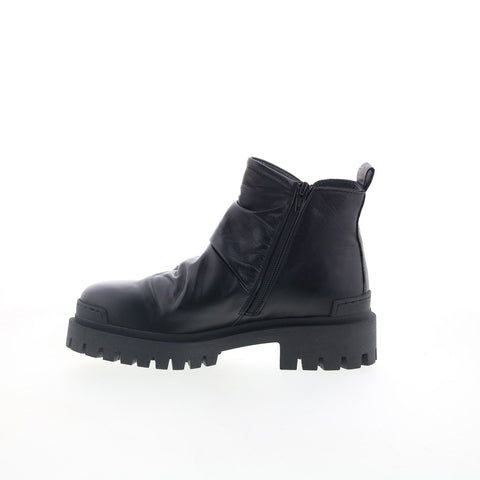 Miz Mooz Hamden Womens Black Leather Zipper Ankle & Booties Boots