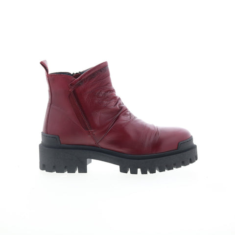 Miz Mooz Hamden Womens Burgundy Leather Zipper Ankle & Booties Boots