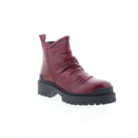 Miz Mooz Hamden Womens Burgundy Leather Zipper Ankle & Booties Boots