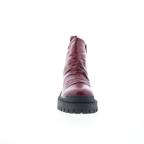 Miz Mooz Hamden Womens Burgundy Leather Zipper Ankle & Booties Boots