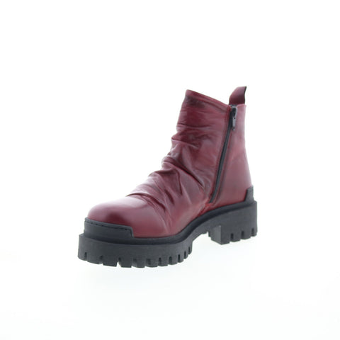 Miz Mooz Hamden Womens Burgundy Leather Zipper Ankle & Booties Boots