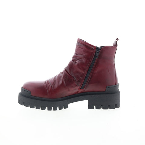 Miz Mooz Hamden Womens Burgundy Leather Zipper Ankle & Booties Boots
