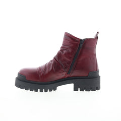 Miz Mooz Hamden Womens Burgundy Leather Zipper Ankle & Booties Boots