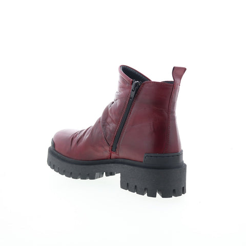 Miz Mooz Hamden Womens Burgundy Leather Zipper Ankle & Booties Boots