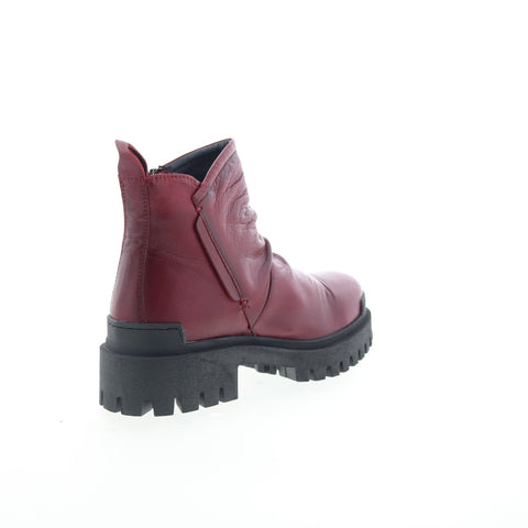 Miz Mooz Hamden Womens Burgundy Leather Zipper Ankle & Booties Boots