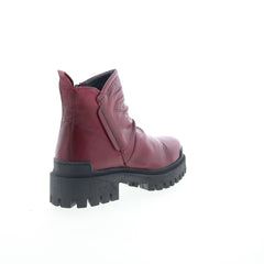Miz Mooz Hamden Womens Burgundy Leather Zipper Ankle & Booties Boots