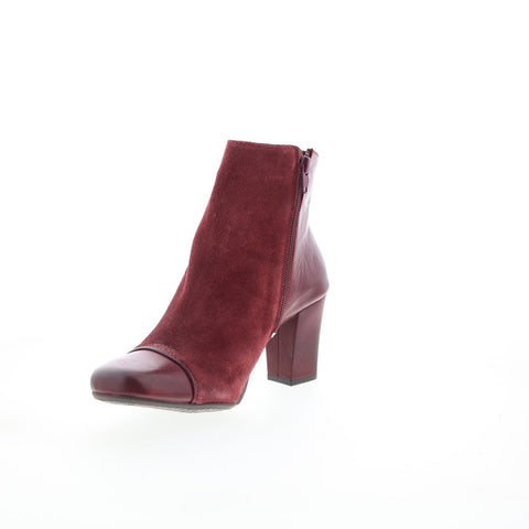 Miz Mooz Harloww Womens Burgundy Leather Zipper Ankle & Booties Boots