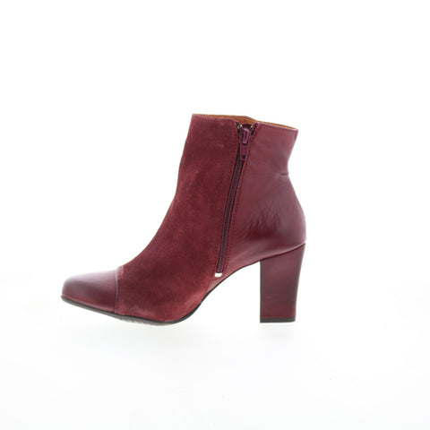 Miz Mooz Harloww Womens Burgundy Leather Zipper Ankle & Booties Boots