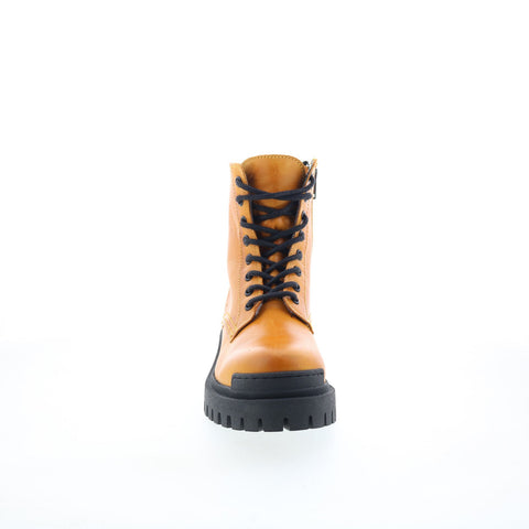 Miz Mooz Heart Womens Brown Leather Zipper Casual Dress Boots