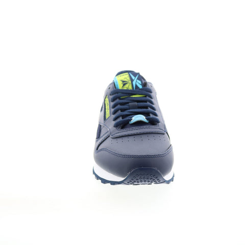 Reebok Classic Leather Mens Blue Leather Lace Up Lifestyle Sneakers Shoes