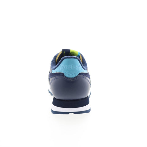 Reebok Classic Leather Mens Blue Leather Lace Up Lifestyle Sneakers Shoes