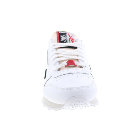 Reebok Classic Leather Mens White Leather Lace Up Lifestyle Sneakers Shoes
