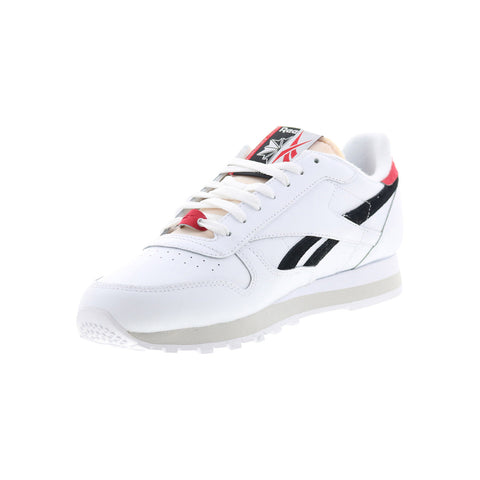 Reebok Classic Leather Mens White Leather Lace Up Lifestyle Sneakers Shoes