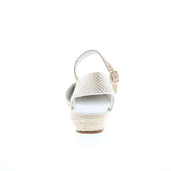 David Tate Juno Womens Beige Canvas Hook & Loop Strap Flats Shoes