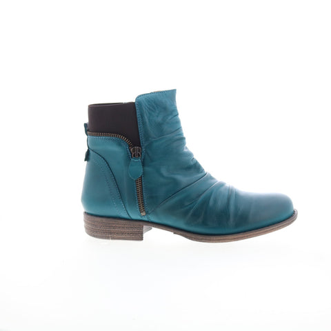 Miz Mooz Laney Womens Blue Leather Zipper Ankle & Booties Boots