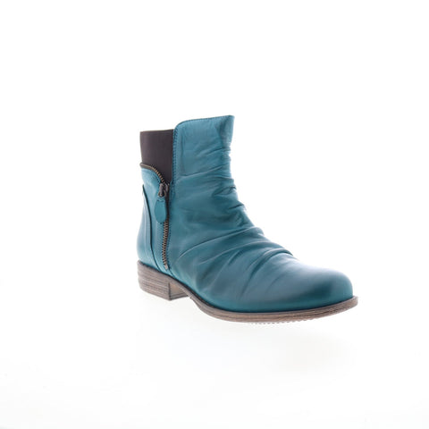 Miz Mooz Laney Womens Blue Leather Zipper Ankle & Booties Boots