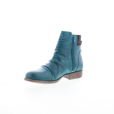 Miz Mooz Laney Womens Blue Leather Zipper Ankle & Booties Boots