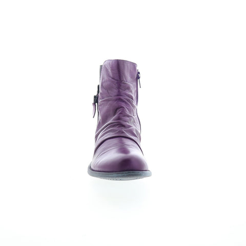Miz Mooz Laney Womens Purple Leather Zipper Ankle & Booties Boots