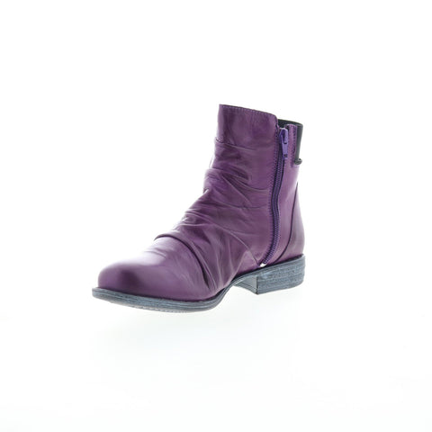 Miz Mooz Laney Womens Purple Leather Zipper Ankle & Booties Boots