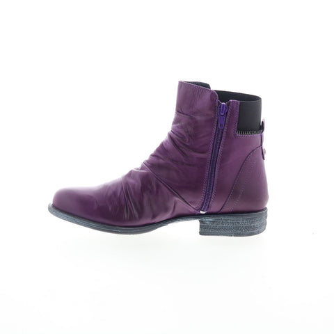 Miz Mooz Laney Womens Purple Leather Zipper Ankle & Booties Boots