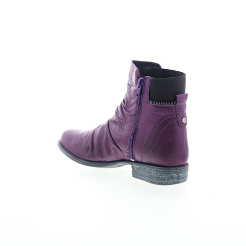 Miz Mooz Laney Womens Purple Leather Zipper Ankle & Booties Boots