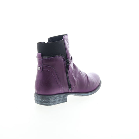 Miz Mooz Laney Womens Purple Leather Zipper Ankle & Booties Boots