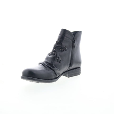 Miz Mooz Limit-EU Womens Black Leather Zipper Ankle & Booties Boots