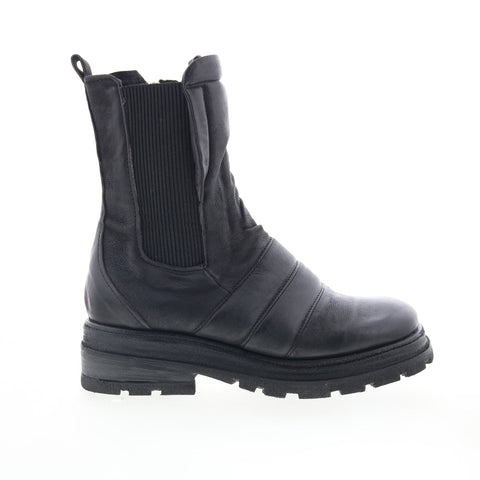 A.S. 98 Lowe Womens Black Leather Zipper Casual Dress Boots