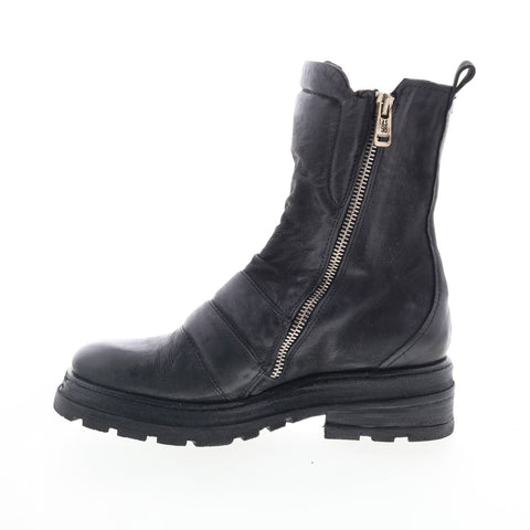 A.S. 98 Lowe Womens Black Leather Zipper Casual Dress Boots