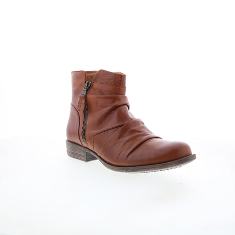 Miz Mooz Lucy-EU Womens Brown Leather Zipper Ankle & Booties Boots