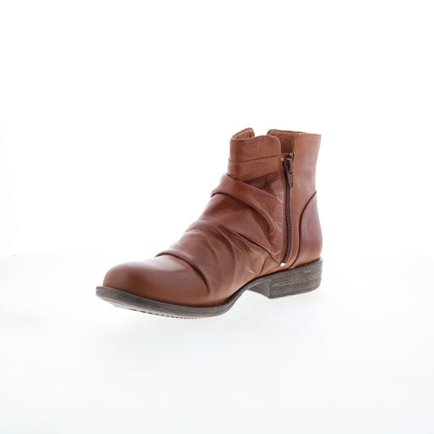 Miz Mooz Lucy-EU Womens Brown Leather Zipper Ankle & Booties Boots