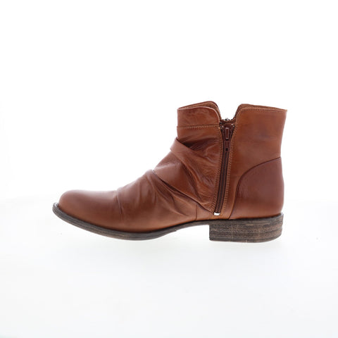 Miz Mooz Lucy-EU Womens Brown Leather Zipper Ankle & Booties Boots