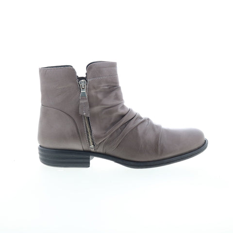 Miz Mooz Lucy-EU Womens Gray Leather Zipper Ankle & Booties Boots