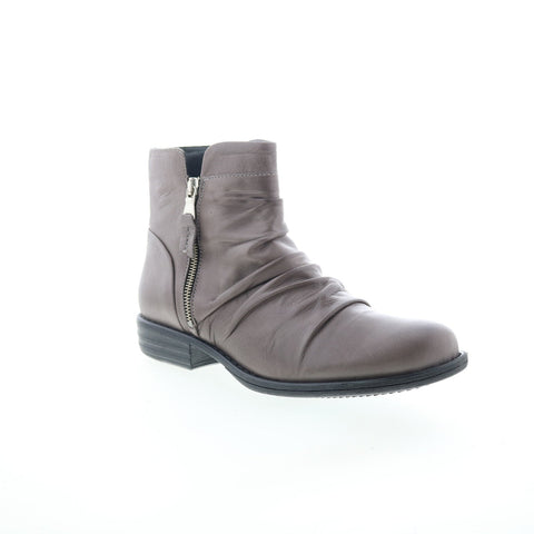 Miz Mooz Lucy-EU Womens Gray Leather Zipper Ankle & Booties Boots