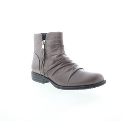 Miz Mooz Lucy-EU Womens Gray Leather Zipper Ankle & Booties Boots
