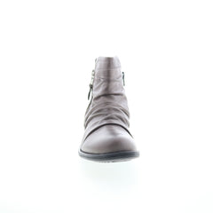 Miz Mooz Lucy-EU Womens Gray Leather Zipper Ankle & Booties Boots