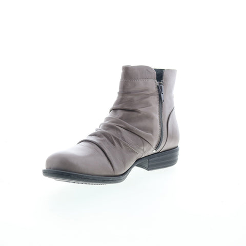 Miz Mooz Lucy-EU Womens Gray Leather Zipper Ankle & Booties Boots